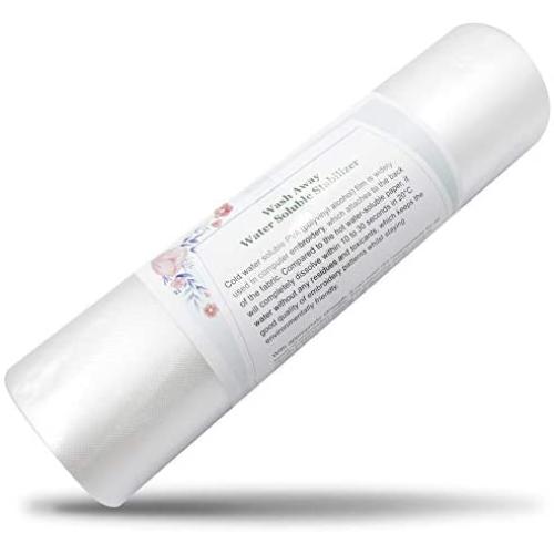 Wash Away Water Soluble Stabilizer for Embroidery (10&quotx30 Yards) Fits 5x7 Hoops, Wash-Away Stabilizer Topping for Embroidery Machine & Hand Sewing, Nylon Spun Wash Away Stabilizer