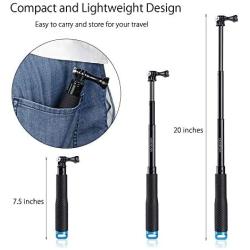 Vicdozia Extension Selfie Stick, Portable Hand Grip Waterproof Handheld Monopod Adjustable Pole Compatible with GoPro Hero(2018) Hero 8 7 6 5 4 AKASO SJCAM DJI OSMO Action and More Sports Cameras