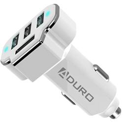 Aduro 4 Port Car Charger Adapter, 12V Fast Car Charger USB Adapter Power Station 5.2A/26W Output (White)