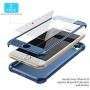 ORETECH iPhone 8 Case, iPhone 7 Case, with[2 x Tempered Glass Screen Protector] 360° Full Body Shockproof Protection Cover Ultra-Thin Hard PC + Soft Rubber Silicone for iPhone 7/8-4.7- Blue