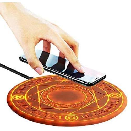 Magic Array Wireless Charger, 10w Ultra-Thin Qi Wireless Charging Pad, Compatible for iPhone 11 Pro MAX/X/XS/MAX/8/8 Plus/Galaxy Note 9/S9/S10e Plus Edge More (Adapter NOT Included) (Brown)
