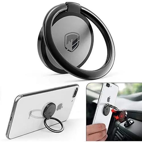 Phone Ring Holder Finger Kickstand - FITFORT 360° Rotation Metal Ring Grip for Magnetic Car Mount Compatible with All Smartphone-Gun Black Phone Ring Holder Finger Kickstand - FITFORT 360° Rotation Metal Ring Grip for Magnetic Car Mount Compatible with All Smartphone-Gun Black