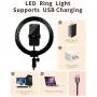 10 inch LED Ring Light with Stand and Phone Holder for YouTube Videos, Live Streaming, Makeup, Selfie Photography, Shooting with 3 Light Modes and 10 Brightness Level 10 inch LED Ring Light with Stand and Phone Holder for YouTube Videos, Live Streaming, Makeup, Selfie Photography, Shooting with 3 Light Modes and 10 Brightness Level