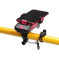 XUNXING 4 in 1 4000mA Rechargeable Bike Cellphone Mount Front Light Super Bright Power Bank Motorcycle Bicycle Mobile Phone Holder Mounting with High 130DB Bell