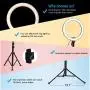 Yesker 10.2" Selfie Ring Light Dimmable with Tripod Stand Cell Phone Holder Mini Led Camera Ringlight for Live Streaming Makeup YouTube Video Photography Compatible iPhone Android Remote Control Yesker 10.2" Selfie Ring Light Dimmable with Tripod Stand Cell Phone Holder Mini Led Camera Ringlight for Live Streaming Makeup YouTube Video Photography Compatible iPhone Android Remote Control