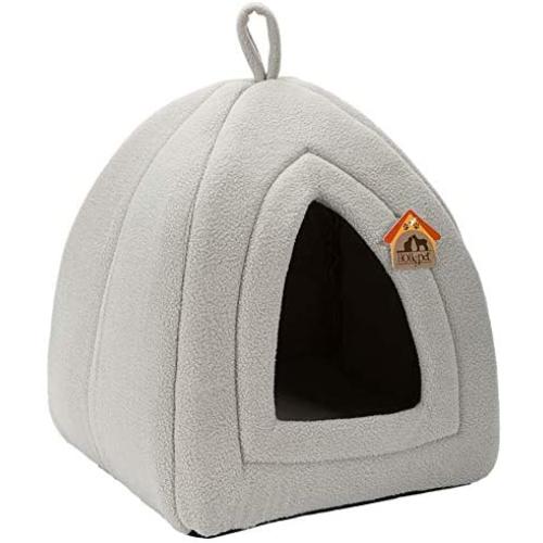 Hollypet Self-Warming 2 in 1 Foldable Comfortable Triangle Pet Cat Bed Tent House