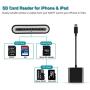 FA-STAR SD Card Reader, Digital Camera Reader Adapter Compatible with iPhone/iPad (Support iOS 13 and Before), Trail Game Camera Viewer Compatible with iPhone/iPad, Plug and Play - Black
