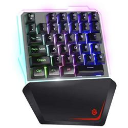 Giixer One Handed Gaming Keyboard, 35 Key RGB LED Back Lighted Wired Single Handed Game Keyboard Portable Mini Gaming Keyboard for PC/Phone Gamers