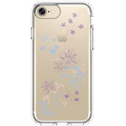 Speck Products Presidio Clear + Print Cell Case for iPhone 7 -ChalkyFloral Purple/Clear