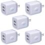 5 Pack USB Wall Plug, HUHUTA Dual Port 2.1A Universal Phone Wall Charger Block Box Cube Replacement for iPhone, iPad, Samsung Galaxy S10/S9/Note 9, LG, Pixel, Moto, Google, HTC, and More