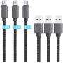 Micro USB Cable 10ft 3Pack by Ailun High Speed 2.0 USB A Male to Micro USB Sync Charging Nylon Braided Cable for Android Phone Charger Cable Tablets Wall and Car Charger Connection BlackGrey