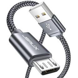 JSAUX Micro USB Cable Android, (2-Pack 6.6FT) Micro USB to USB A High Speed Sync Charger Nylon Braided Cord Compatible Samsung Galaxy S6 S7 Edge J7 Note 5,Kindle,LG,Xbox,PS4,Camera,Smartphones(Grey)