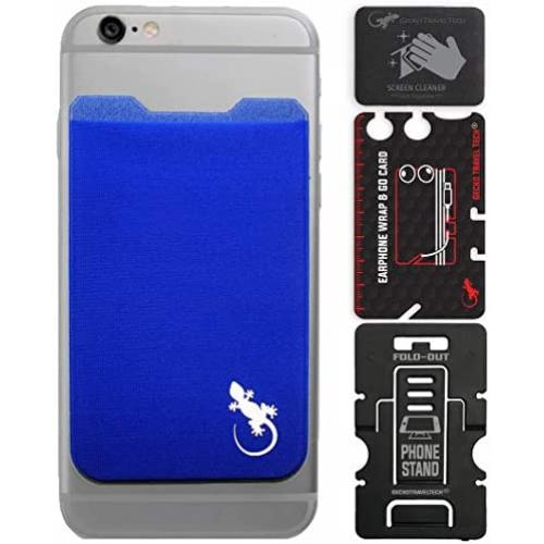 Gecko Travel Tech Blue Phone Wallet Adhesive - Blue Case Wallet for All Smartphones - Cellphone Case Wallet Blue