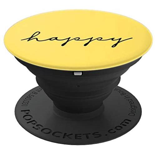 Happy - Inspirational and Motivational Quote PopSockets Grip and Stand for Phones and Tablets