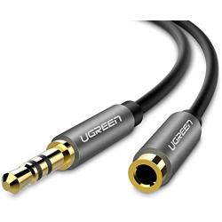 UGREEN 3.5mm Male to Female Extension Stereo Audio Extension Cable Adapter Gold Plated Compatible for iPhone, iPad, Smartphones, Tablets, Media Players Black PVC (3FT)