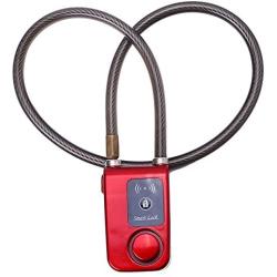 VGEBY Smart Bluetooth Bike Lock Anti Theft 110dB Alarm Waterproof Lock for iOS Android Smartphone (Color : Red)