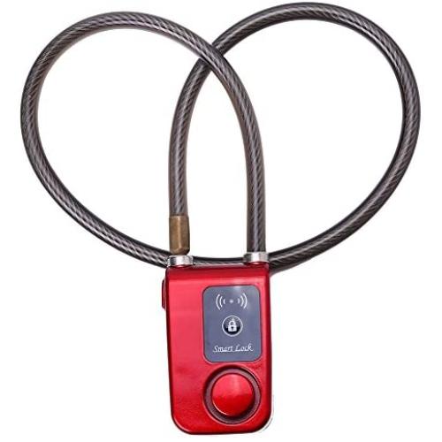 VGEBY Smart Bluetooth Bike Lock Anti Theft 110dB Alarm Waterproof Lock for iOS Android Smartphone (Color : Red)