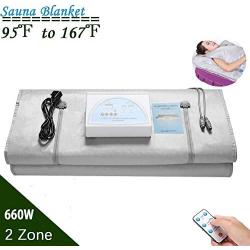 4YANG 70.8x31.4 Inches Far Infrared Sauna Blanket, Safety Switch Hands Free Design 80 Degrees Celsius 110V 2 Zone Waterproof Oxford Detoxification Blanket Used As Home Sauna for Body Shape Slimmi