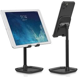 Tekpluze Cell Phone Stand for Desk,Smartphone Stand with Adjustable Angle and Height,Mobile Phone Stand with Anti-Slip Base, Compatible with All Smartphone,iPhone,iPad and Switch (4-10") - Black