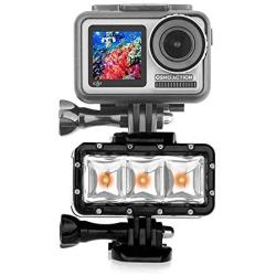 Owoda Flash Diving Light Underwater High Power Waterproof LED Fill Light Chargeable Battery for DJI OSMO Action/GoPro Hero 6/5/4/3/2 SJCAM/Action Cameras Accessories