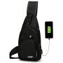Mens Womens Sling Chest Shoulder Bag Outdoor Travel Crossbody Backpack with USB Charging Port