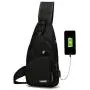 Mens Womens Sling Chest Shoulder Bag Outdoor Travel Crossbody Backpack with USB Charging Port