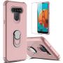 lovpec LG K51 Case with Soft TPU Screen Protector, Ring Holder Kickstand Shockproof Protective Phone Cover Case for LG K51/LG Q51/LG Reflect/LG LM-K500UM (Pink)