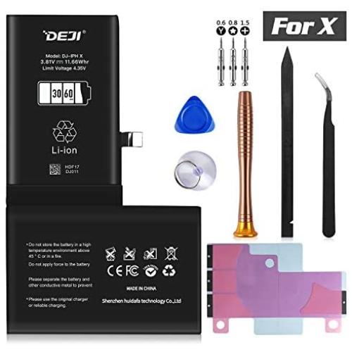 DEJI Battery for iPhone X, 3060mAh High Capacity Replacement Battery for iPhone X A1865, A1901, A1902, with Professional Repair Tool Kit and Instructions