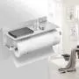 Hoimpro Paper Towel Holder Wall Mounted for Kitchen 13 Inch, Bathroom Tissue Roll Hanger with Mobile Phone Storage Shelf,Space Aluminum, Wall Mount with Screws, Dull Polished Silver