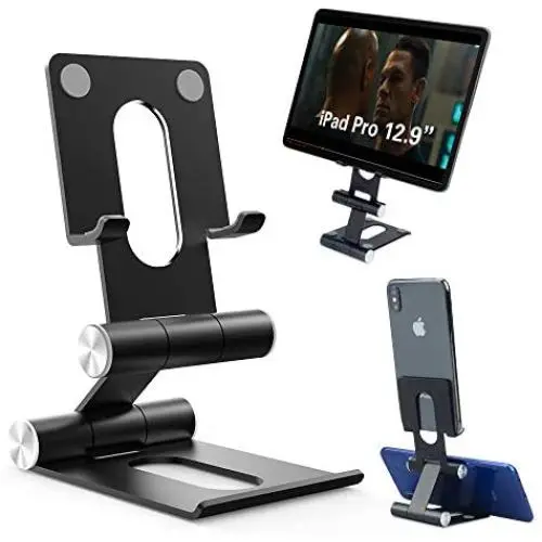 LEADNOVO Tablet Cell Phone Stand for Desk, [2020 New Upgrade] Single & Dual Phone Holder, Dual-axis Adjustable & Full Foldable Cradle Dock Compatible with All Phones, Nintendo Switch, Tablets (4-13&quot)