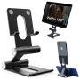 LEADNOVO Tablet Cell Phone Stand for Desk, [2020 New Upgrade] Single & Dual Phone Holder, Dual-axis Adjustable & Full Foldable Cradle Dock Compatible with All Phones, Nintendo Switch, Tablets (4-13")