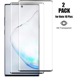 Note 10 Plus Screen Protector Tempered Glass for Galaxy Note 10 Plus [3D Edge Covered] [9H Hardness] [Case Friendly] [Scratch Resistant] [2-Pack] Black a3