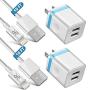 LUOSIKE iPhone Charger, 2-Pack 10 FT Long Lightning Cable Fast Charging Sync Cord with 2X Dual USB Wall Charger Plug Compatible with iPhone 11 Xs Max XR X 8 7 6S Plus SE iPad Mini Air Pro (4 in 1)