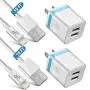 LUOSIKE iPhone Charger, 2-Pack 10 FT Long Lightning Cable Fast Charging Sync Cord with 2X Dual USB Wall Charger Plug Compatible with iPhone 11 Xs Max XR X 8 7 6S Plus SE iPad Mini Air Pro (4 in 1)