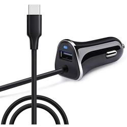Samsung Galaxy S8 Car Charger, Ailkin 3.4A/3ft USB Type C Car Charger Adapter & Power Cable Line for S10 S9 S8 Note 9, Pixel 3XL, LG V40 V30 G7 G6 G5, Google Pixel, Sony Xperia, Xiaomi, Blu Vivo-Black