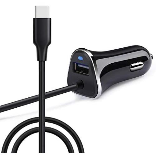 Samsung Galaxy S8 Car Charger, Ailkin 3.4A/3ft USB Type C Car Charger Adapter & Power Cable Line for S10 S9 S8 Note 9, Pixel 3XL, LG V40 V30 G7 G6 G5, Google Pixel, Sony Xperia, Xiaomi, Blu Vivo-Black