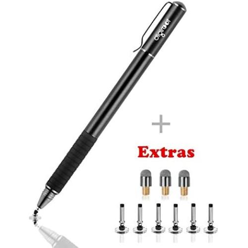 Digiroot Universal Stylus,[2-in-1] Disc Stylus Pen 2018 UPDATED Touch Screen Pens for All Touch Screens Cell phones, Tablets, Laptops with 9 Replacement Tips(6 Discs, 3 Fiber Tips Included) - (Black)
