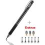 Digiroot Universal Stylus,[2-in-1] Disc Stylus Pen 2018 UPDATED Touch Screen Pens for All Touch Screens Cell phones, Tablets, Laptops with 9 Replacement Tips(6 Discs, 3 Fiber Tips Included) - (Black)