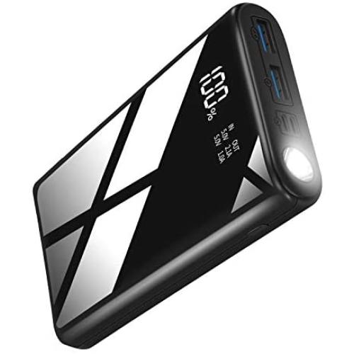 Portable Charger Power Bank 26800mAh, External Battery Charger with 2 Inputs 2 Outputs, Huge Capacity Backup Battery with LCD Display Phone Charger with Flashlight for Smartphone Tablet and More