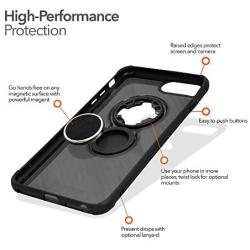 Rokform - Magnetic iPhone 8/7/6/6s Plus Case with Twist Lock Mount, Crystal Slim Magnetic Mobile Phone Holder Series (Black)