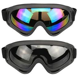 Snowboard Gogglesfor Men Girl Kids Goggle Winter Skiing Outdoor Sport Goggles Adjustable for Ski Goggles Compatible with UV 400 Protection, Wind Resistance Anti-Glare Lenses 2 Pack (Black/Multicolor+Gray)