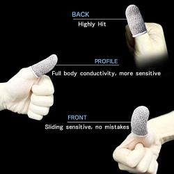 Finger Sleeve, Breathable Mobile Game Controller Finger Sleeve Touch Screen Finger Cot with Conducting Wire Fiber for PUBG Mobile, Rules of Survival, for Android iOS Tablet (4 Pack)