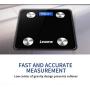 Leaone Body Fat Scale 28x28cm, Blue LCD Display, Smart Bluetooth Digital BMI Weight Scale, Body Composition Analyzer Health Monitor with 6mm Tempered Glass with Smartphone App, 400 lbs, White