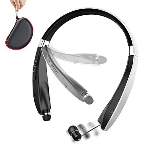 Foldable Bluetooth Headset, Beartwo Lightweight Retractable Bluetooth Headphones for Sports&Exercise, Noise Cancelling Stereo Neckband Wireless Headset (with carry case) Foldable Bluetooth Headset, Beartwo Lightweight Retractable Bluetooth Headphones for Sports&Exercise, Noise Cancelling Stereo Neckband Wireless Headset (with carry case)