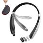 Foldable Bluetooth Headset, Beartwo Lightweight Retractable Bluetooth Headphones for Sports&Exercise, Noise Cancelling Stereo Neckband Wireless Headset (with carry case)