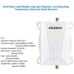AT&T T-Mobile Cell Phone Signal Boosters 4G LTE Cell Booster Amplifier Indoor FDD 700Mhz obdator Band 12/17 High Gain 65dB Home Mobile Phone Signal Booster Repeater Kit