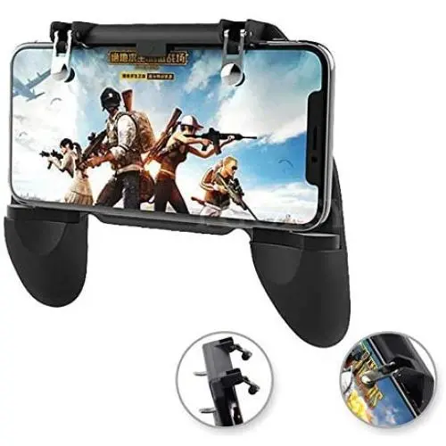 BOKA 2-in-1 Upgraded Version [W10 PUBG] Remote Controller Gamepad for All Android & iOS Mobile Phones Size Upto 6.5" inch - [Colour Black]