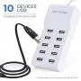 USB Wall Charger Desktop Charging Station with Rapid Charging Auto Detect Technology Safety Guaranteed 10-Port Family-Sized Smart USB Ports for Multiple Devices Smart Phone Tablet Laptop Computer USB Wall Charger Desktop Charging Station with Rapid Charging Auto Detect Technology Safety Guaranteed 10-Port Family-Sized Smart USB Ports for Multiple Devices Smart Phone Tablet Laptop Computer