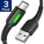 INIU USB C Cable, 【3 Pack】3.1A QC Fast Charging USB Type C Cable, Nylon Braided (1.6+3.3+10ft) Data Cables Compatible with Samsung Galaxy S10 S9 S8 Plus Note 10 9 LG Google Pixel OnePlus Moto Z3 Etc