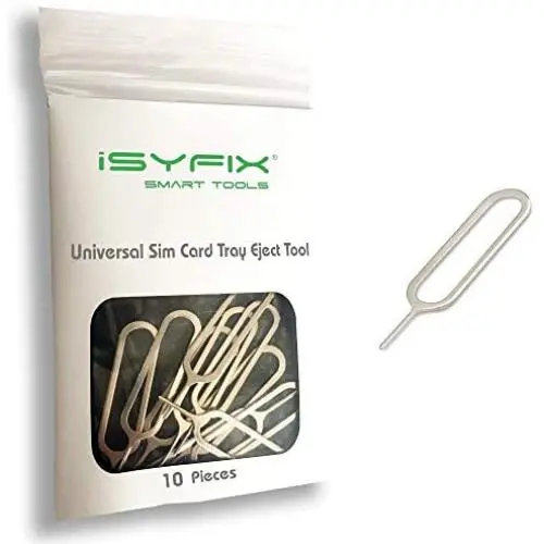 Sim Card Tray Pin Eject Removal Tool Needle Opener Ejector 10X Pack by iSYFIX for All iPhone, Apple iPad, HTC, Samsung Galaxy, and Most Smartphone Brands
